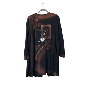 Vanetta George California Hand Painted Panther Black Art to Wear Jacket Sz Large